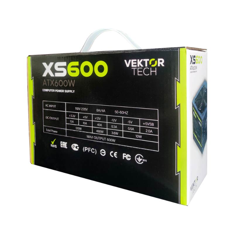 Fuente de Poder Gaming 600W VektorTech ATX XS600 3