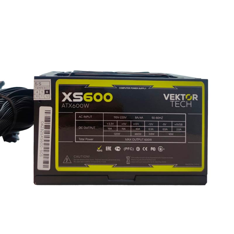 Fuente de Poder Gaming 600W VektorTech ATX XS600 6
