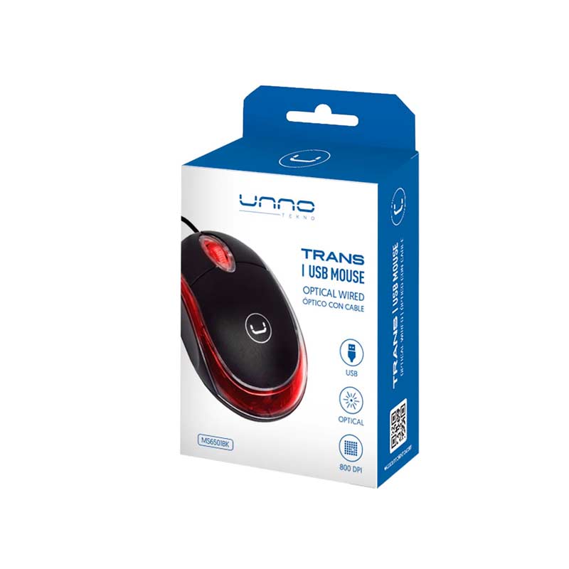 Mouse Alámbrico Unno Tekno Trans 800DPI Negro 2