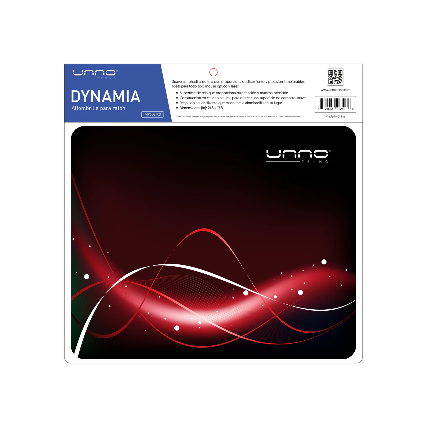 Mousepad Unno Tekno Dynamia Rojo 2
