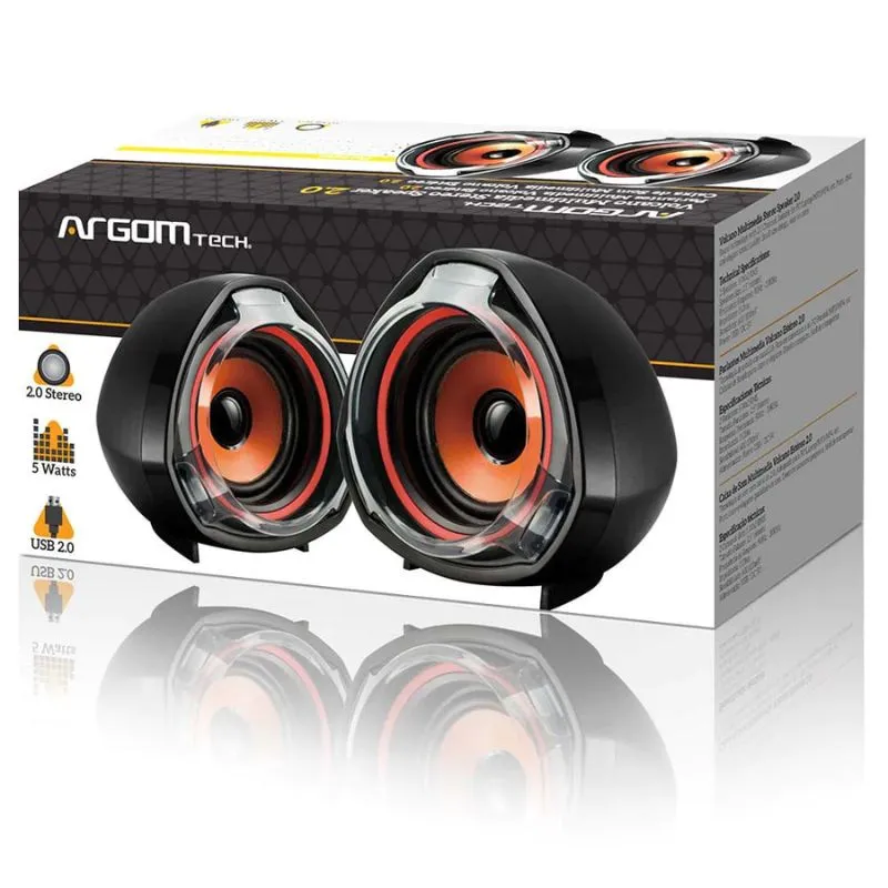 Bocina 2.0 Argom Volcano USB/3,5mm 5W Negro-Rojo 2