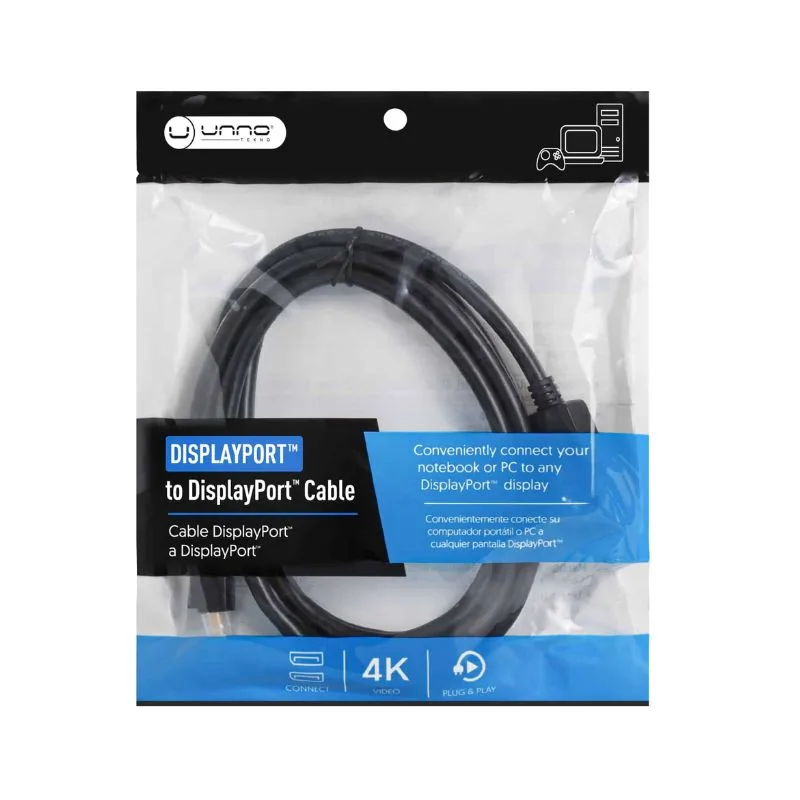 Cable Displayport Unno Tekno CB4060BK1.8 Metros Negro 4