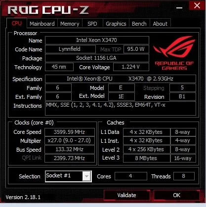 CPU Intel Xeon x3470 6