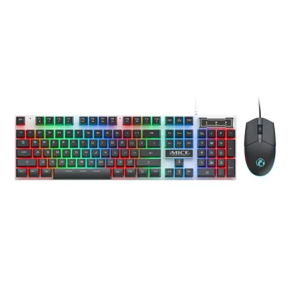 MICE AN-350 – Juego de teclado y ratón para juegos con cable, teclas suspendidas, sensación mecánica, brillantes (negro)