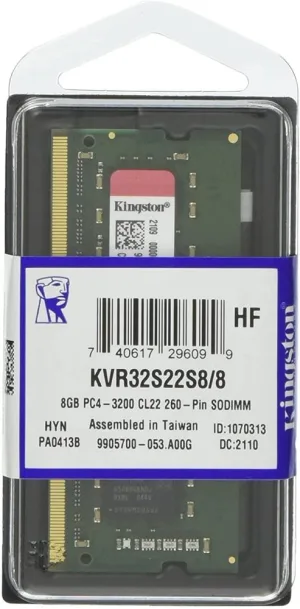 Memoria RAM DDR4 SODIMM 8GB Kingston ValueRAM 3200MHz CL22