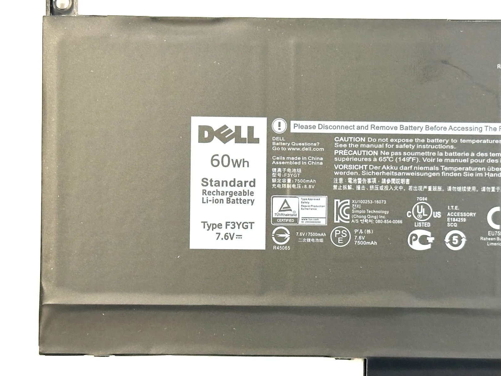 BATERIA DELL LATITUDE 7280 7480 7290 7490 60WH 3