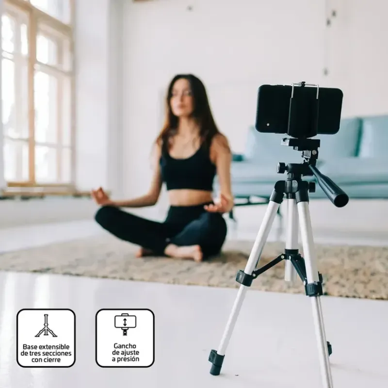 Trípode VTA+ Ajustable para Celular 1.2m - Gris Claro 4