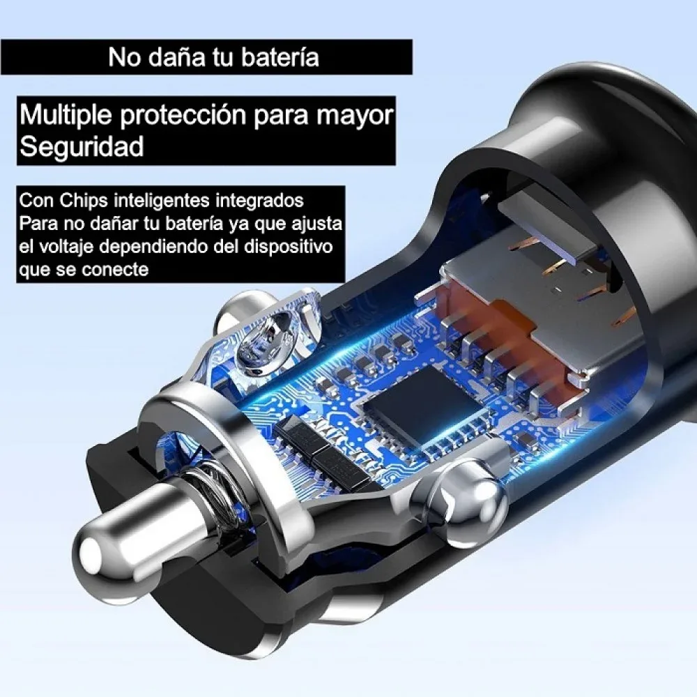 Cargador para carro de Carga rápida tipo C + USB 3
