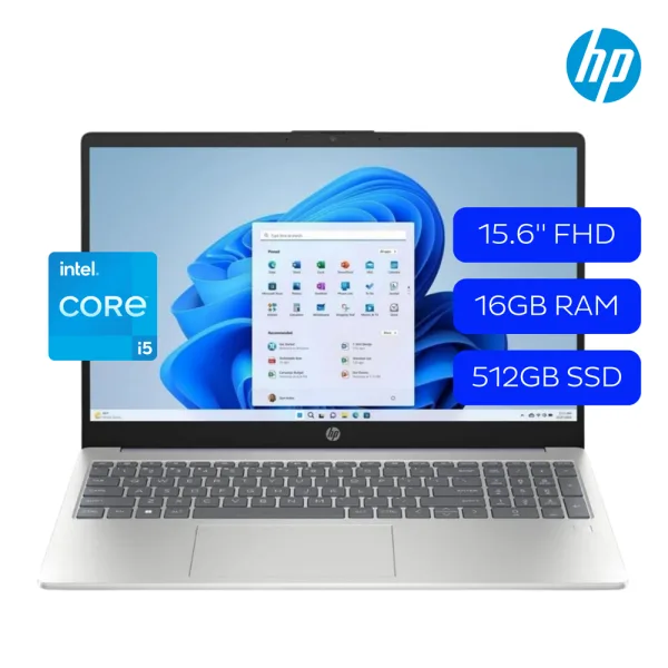 Laptop HP Notebook, 15.6 Pulgadas Touch FHD, Intel Core I5-1334U, 16GB RAM, 512GB SSD, Win11 Home, Color Plata, Teclado Inglés