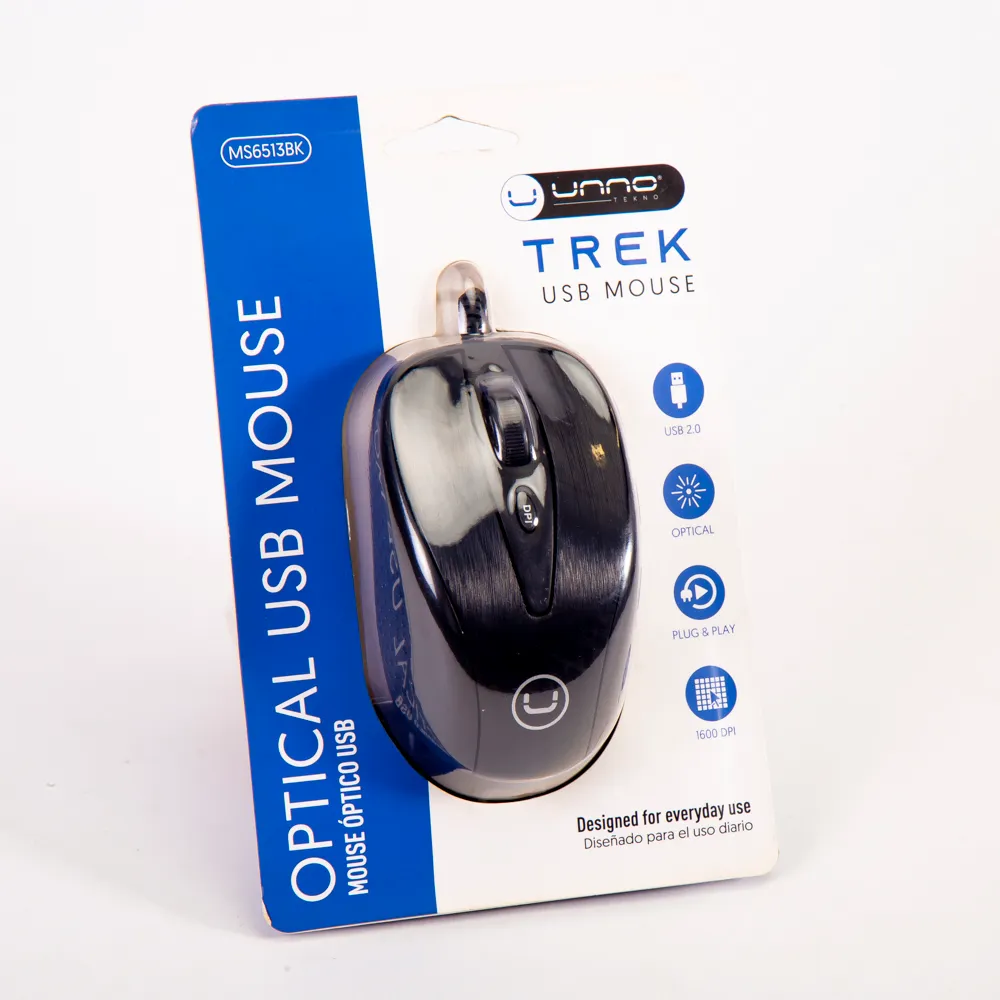 MOUSE TREK USB NEGRO UNNO MS6513BK