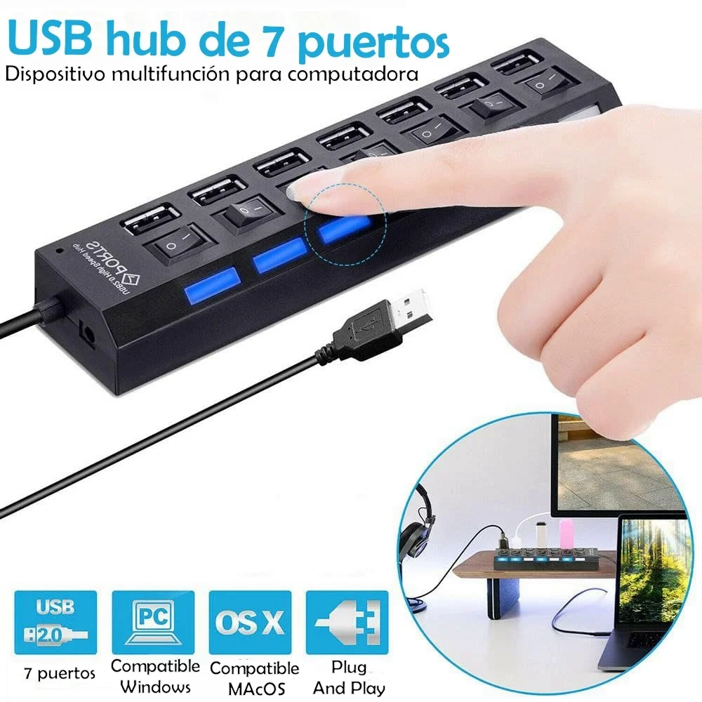 USB Hub 7 Puertos CON SWITCH