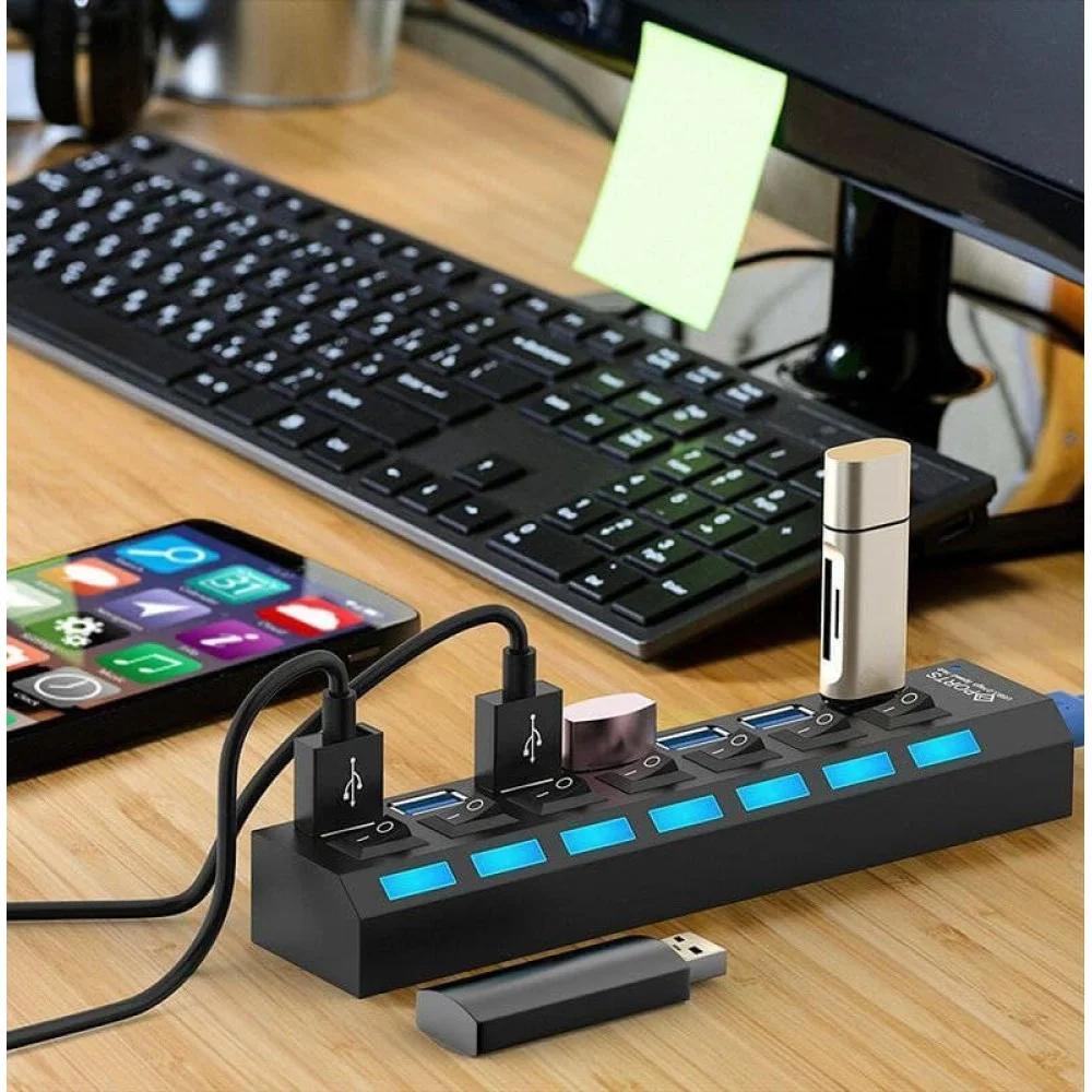 USB Hub 7 Puertos CON SWITCH
