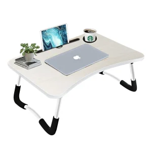 Mesa Plegable Portátil Notebook Multifuncional Cama Madera Clara