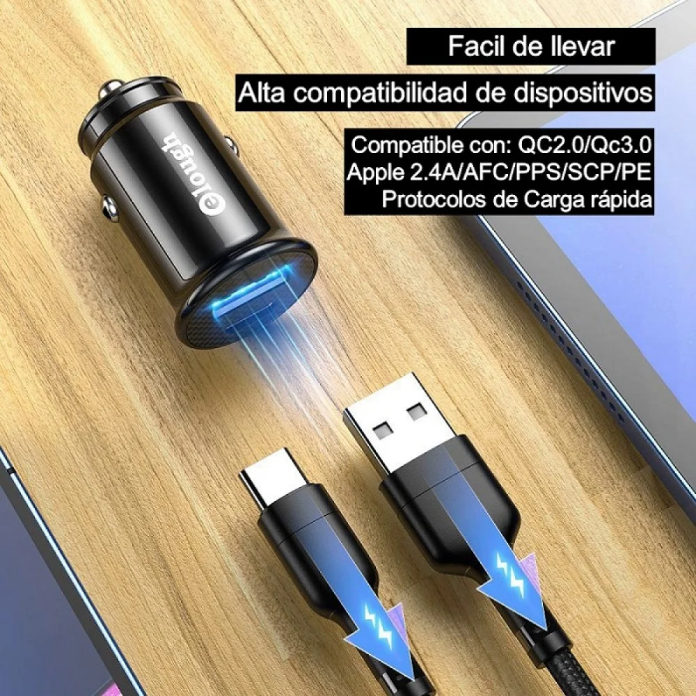 Cargador para carro de Carga rápida tipo C + USB