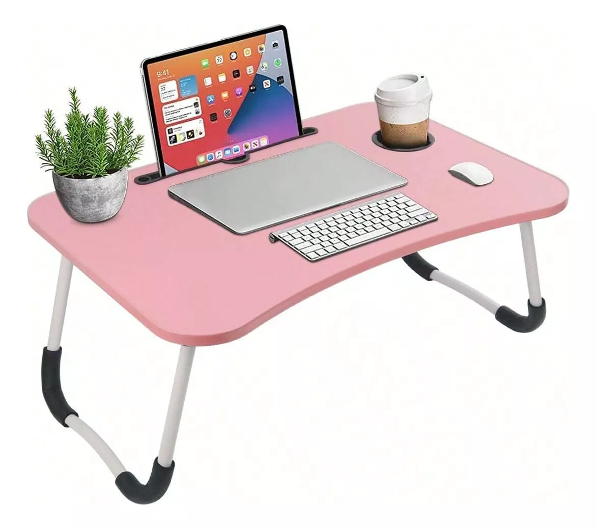 Mesa Plegable Portátil Para Laptop/cama Multiusos Escritorio Color Coral Claro