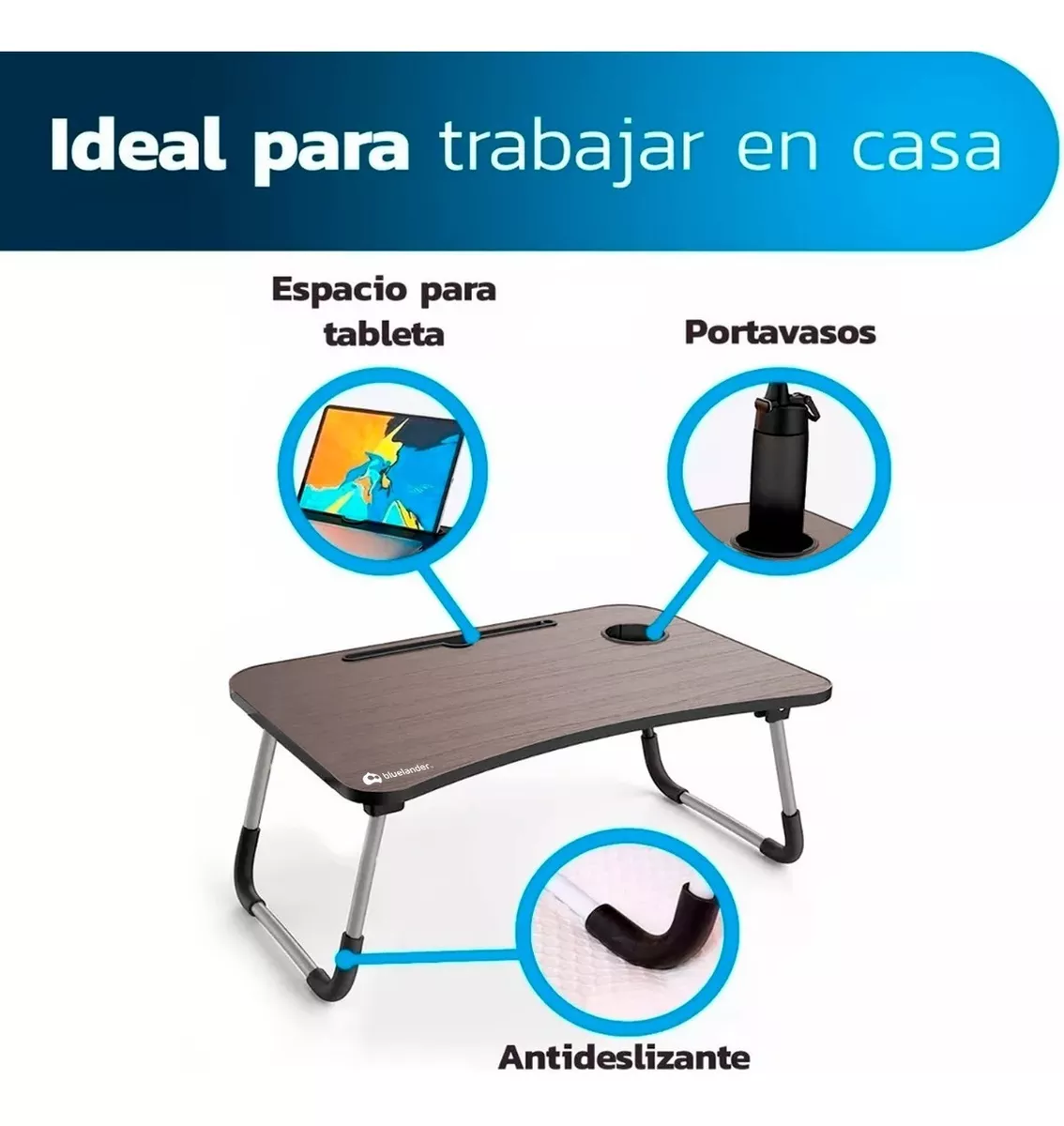 Mesa Plegable Portátil Para Laptop/cama Multiusos Escritorio negro