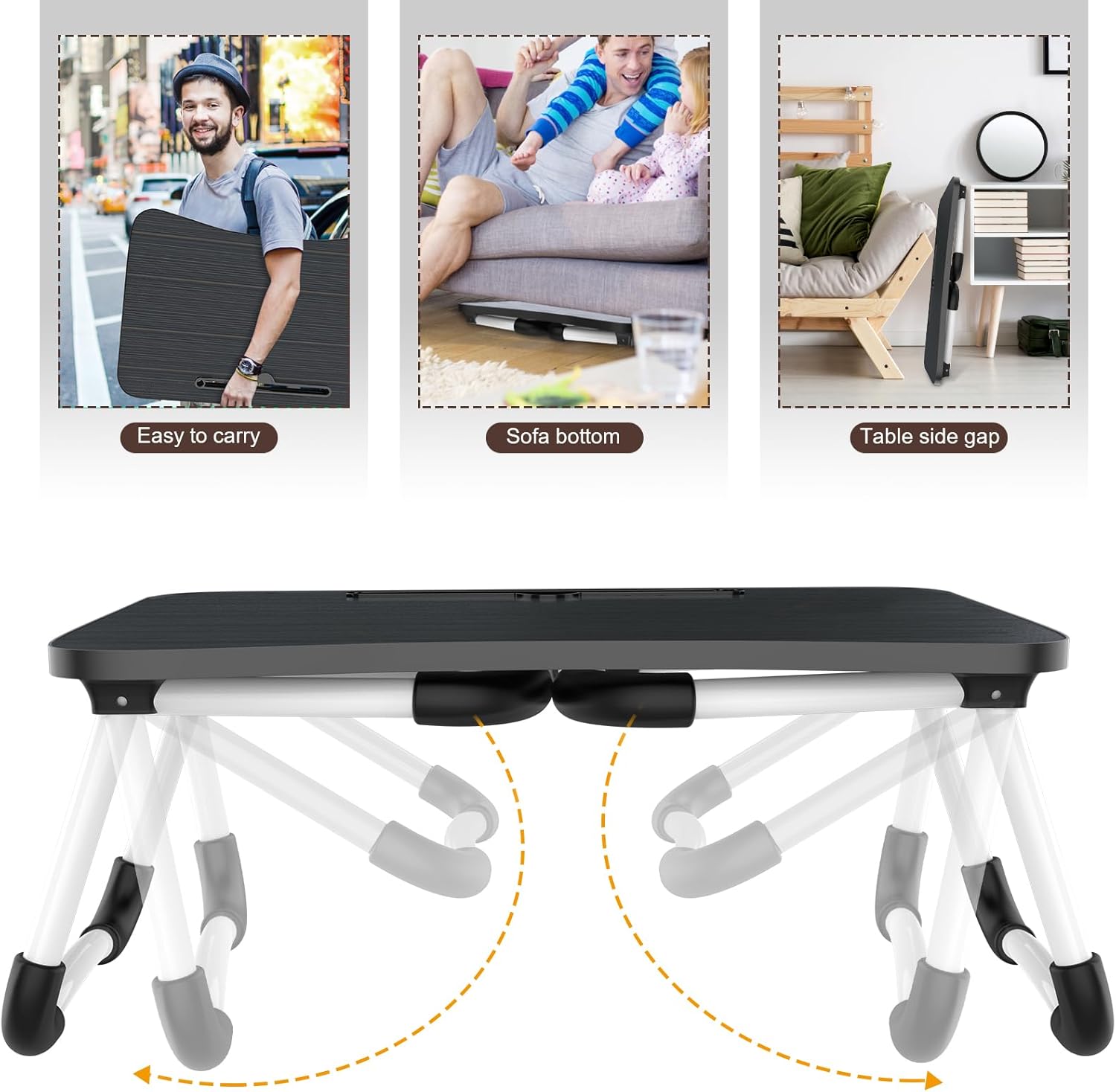 mesa plegable para laptop con ranura para tableta, negra