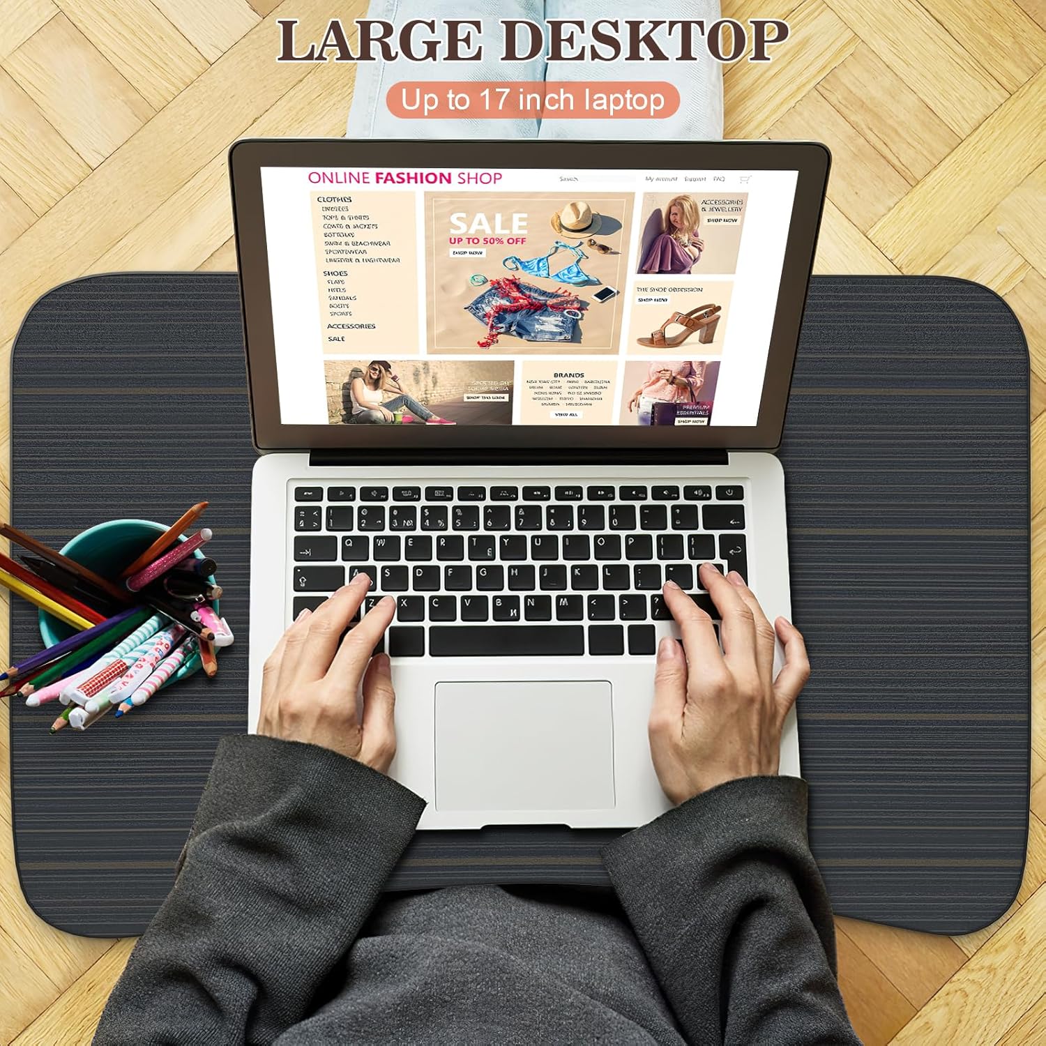 mesa plegable para laptop con ranura para tableta, negra