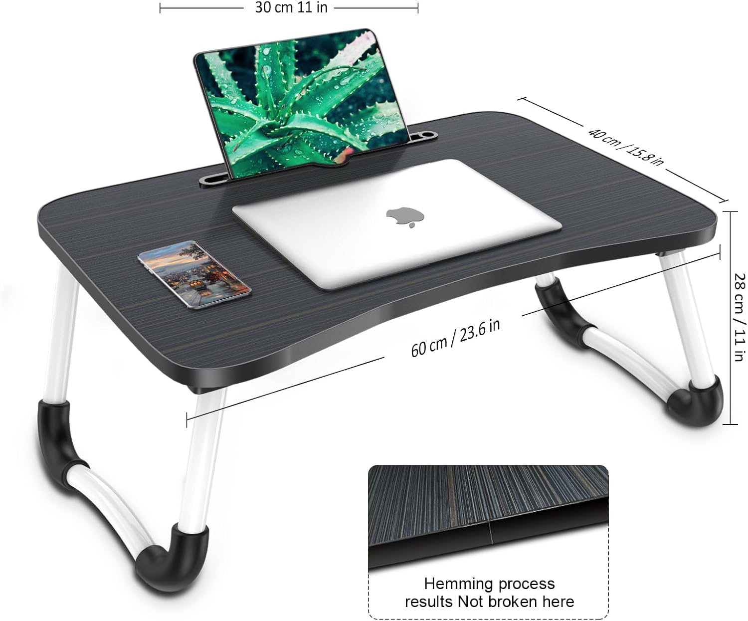 mesa plegable para laptop con ranura para tableta, negra