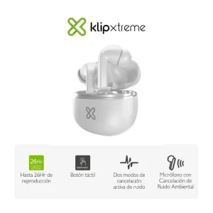 Audífonos Bluetooth Klip Xtreme EdgebudsPro In-ear con Micrófono Blanco