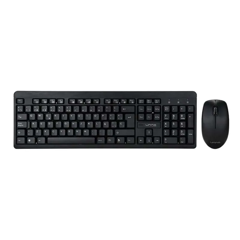 Teclado y Mouse Inalámbrico Unno Tekno Klass Español Negro