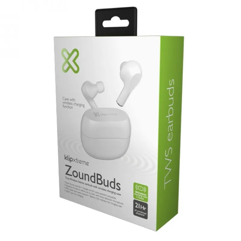 Audífonos Bluetooth Klip Xtreme ZoundBuds In-ear con Micrófono – Blanco