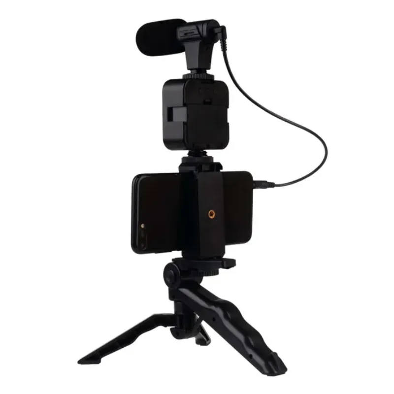 Trípode VTA+ con Luz LED y Micrófono 3.5mm para Celular – Negro