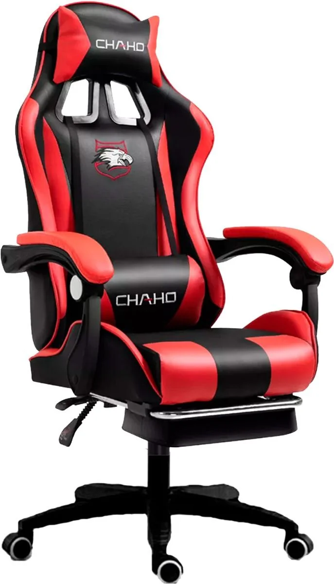 Silla Gaming de Alta Comodidad CHAHO B-055 NEGRO-ROJO con Reposabrazos Extralargos