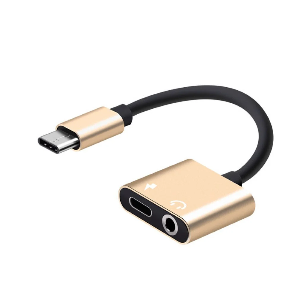 Adaptador tipo c a jack 3.5 + puerto de Carga