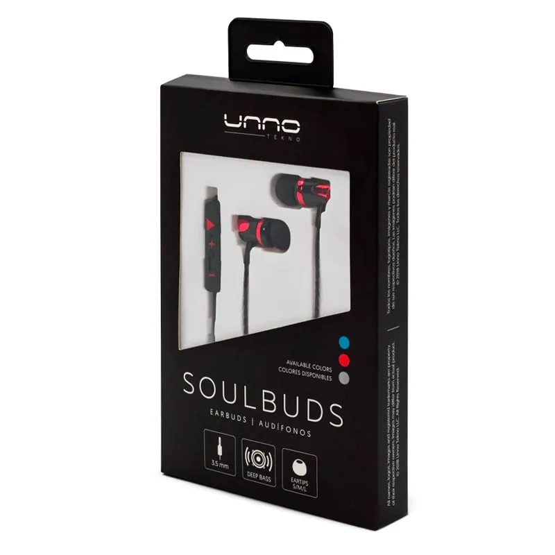 Audífonos In-Ear Unno Tekno HS7009RD 3.5mm SoulBuds Rojo