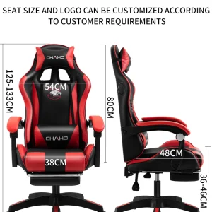 Silla Gaming de Alta Comodidad CHAHO B-055 NEGRO-ROJO con Reposabrazos Extralargos