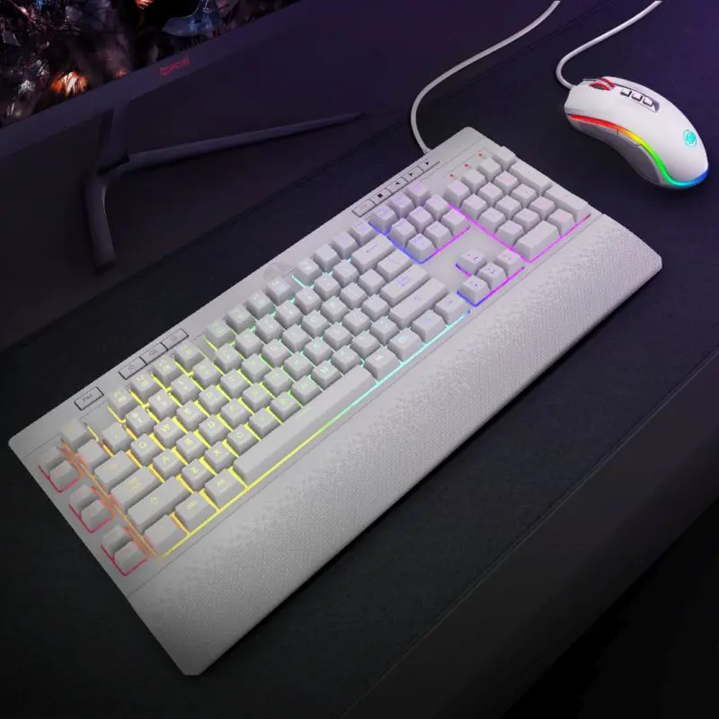Teclado Redragon Gaming Shiva Usb Blanco Rgb Full Size K512 Membrana