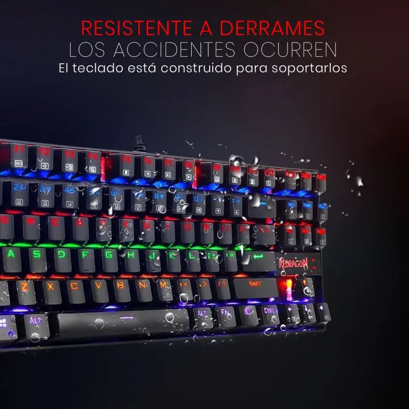 Teclado Redragon Gaming Kumara Usb Negro Rainbow Tkl Switch Rojo K552 Mecanico