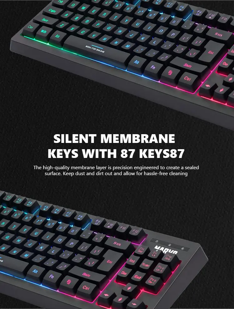 Teclado Marvo Gaming Usb Negro Rainbow K607Sp Membrana Tkl Anti-Ghosting