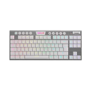 Teclado Redragon Gaming Horus Inalambrico Blanco RGB Tkl Switch Rojo K621W Mecanico