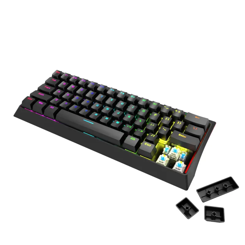 Teclado Marvo Gaming Usb Tipo-C Negro Rainbow Switch Rojo Kg962Sp-R Mecanico 60% Anti-Ghosting
