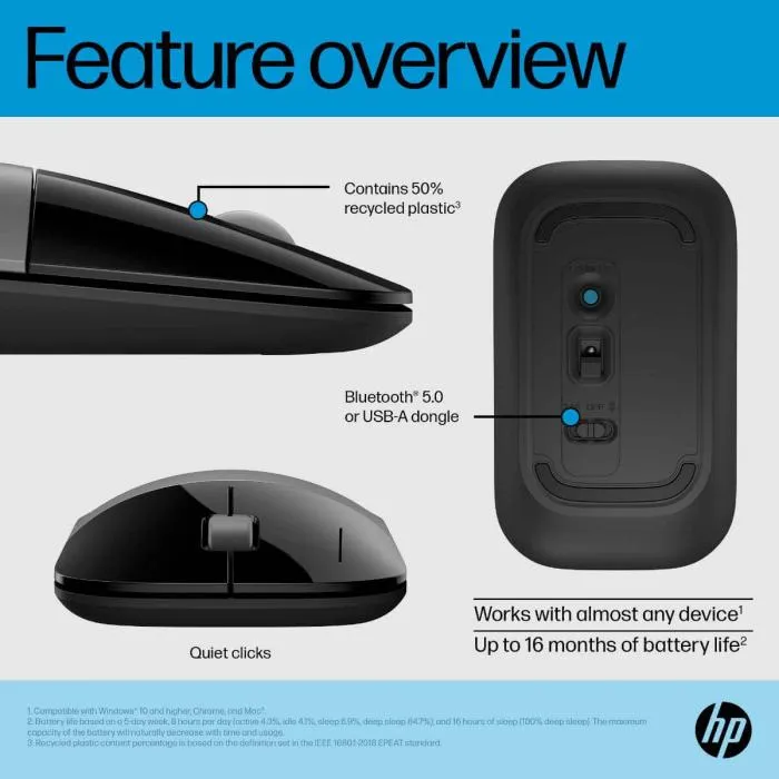 MOUSE HP Z3700 INALAMBRICO Y BLUETOOTH DOBLE CONEXION