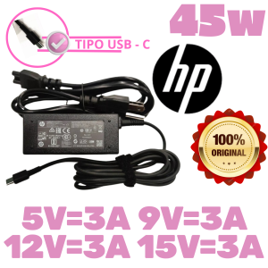 CARGADOR HP 45 WATTS TIPO C ORIGINAL 5V=3A 9V=3A 12V=3A 15V=3A