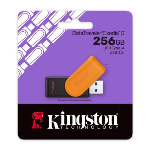 Kingston, USB DataTraveler Exodia S, 128GB, USB-A 3.2, Negro/Turquesa, DTXS/256GB