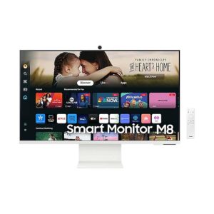 M8 M80D Monitor Inteligente WIFI con Cámara, 32″ 4K, HDMI/2 USB-A/1 USB-C – Blanco