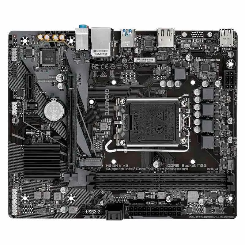 Motherboard Gigabyte H610M K V2 Socket LGA1700 12th, 13th y 14th Gen 2xDDR5 Micro ATX