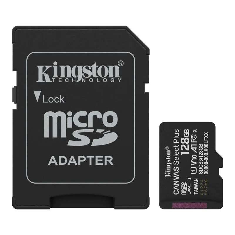 Memoria micro SD Kingston 128GB Canvas Select Plus Clase 10 150MB/s