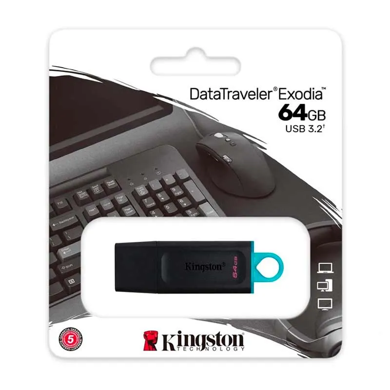 Memoria USB Kingston 64GB DataTraveler Exodia 3.2 Negro