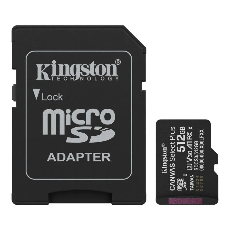 Memoria Micro SD Kingston 512GB Canvas Select Plus Clase 10 100Mbps