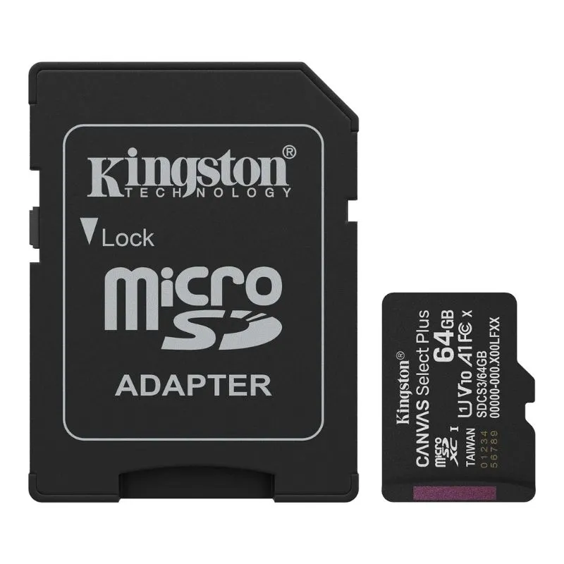 Memoria micro SD Kingston 64GB Canvas Select Plus Clase 10 100Mbps